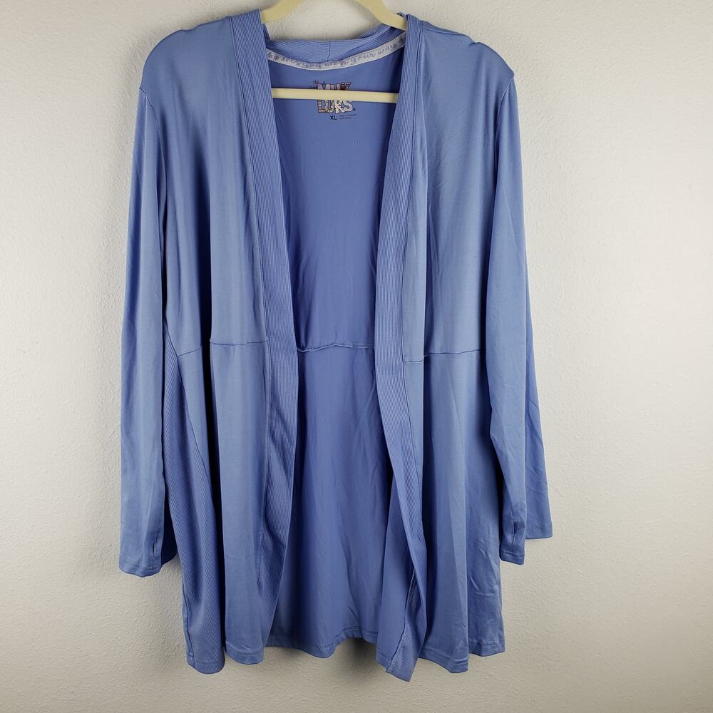 Muk Luks Women's XL Cloud Knit  Lightweight Open Cardigan Pastel Blue Loungewear